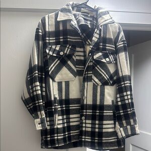 Zara Black and White Plaid over sized Jacket
